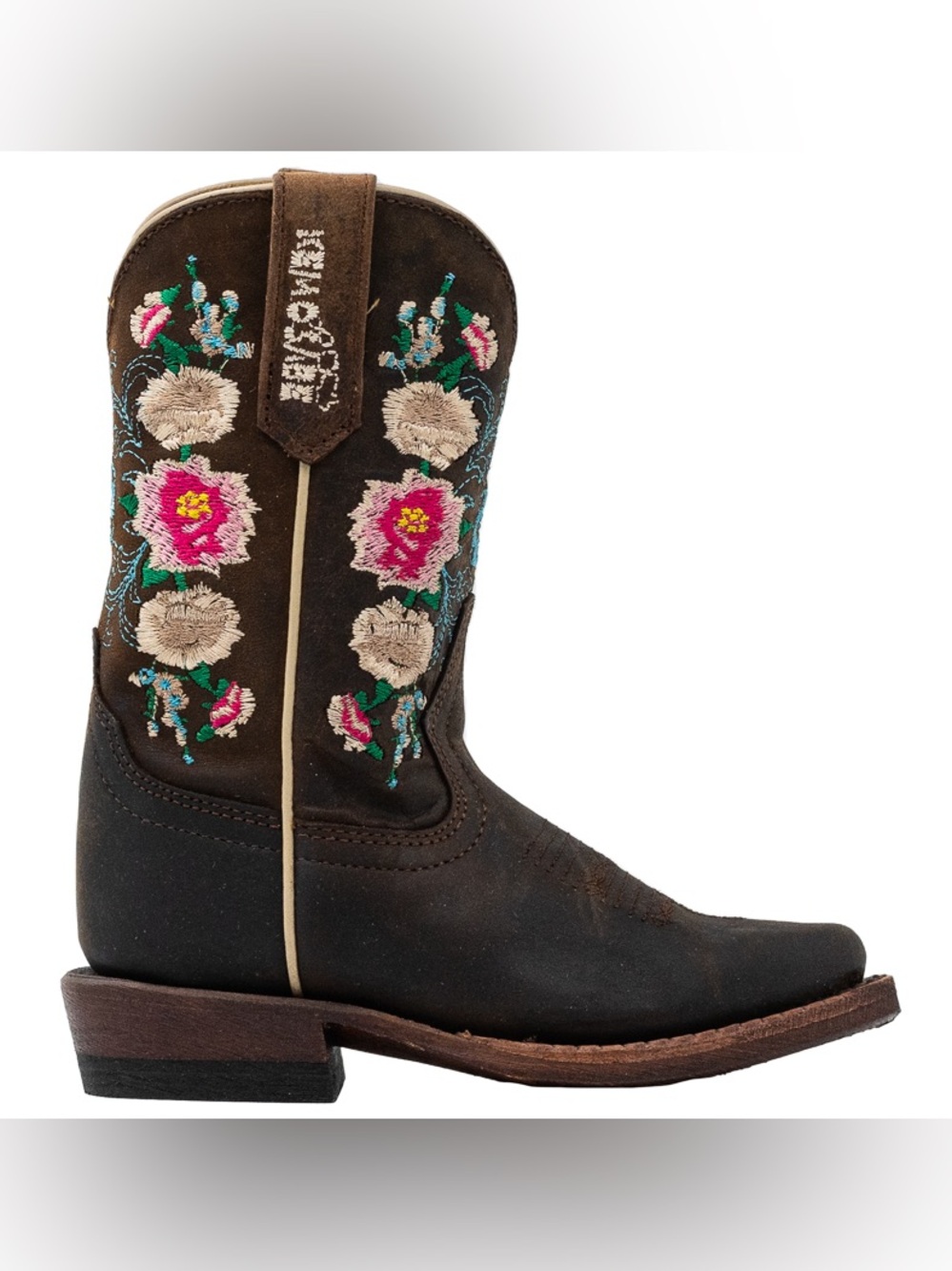 Kemo Sabe Girls Leather floral brown boots  size 2